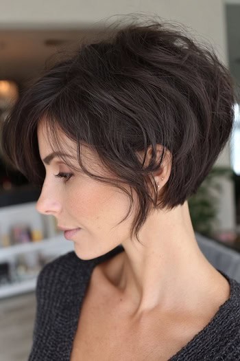 Voluminous Textured Pixie Bob Haircut