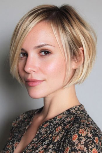 Layered Blonde Pixie Bob Haircut