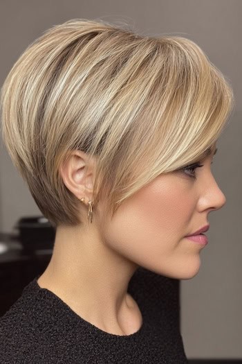 Short Blonde Pixie Bob Haircut