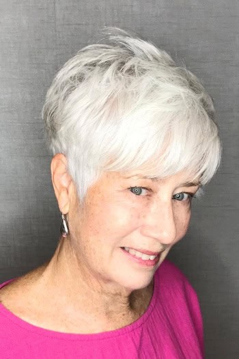 Layered Silver White Pixie Haircut