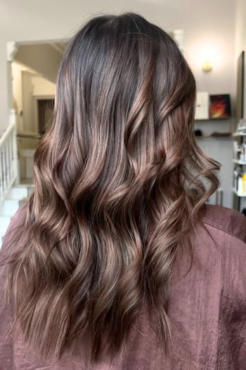 Soft Brown with Muted Cocoa Highlights Hair Color