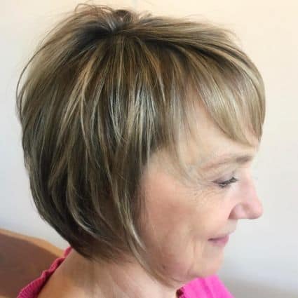 Layered Bob with Highlights and Bangs Haircut
