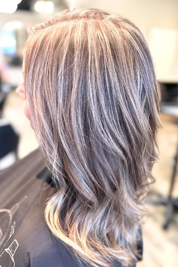 Medium-Length Layers Haircut, side view.