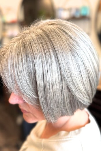 Chin-Length Silver Bob Haircut