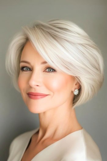 Short Layered Bob with Long Side-Swept Bangs