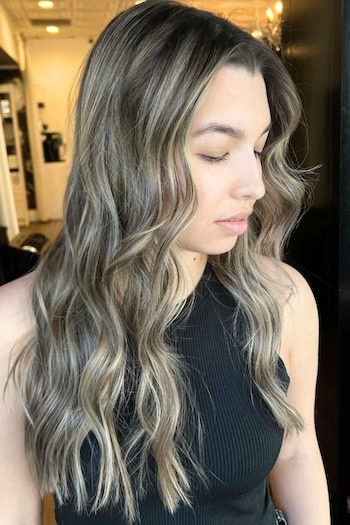 Ash Brunette with Cool Beige Balayage Hair Color