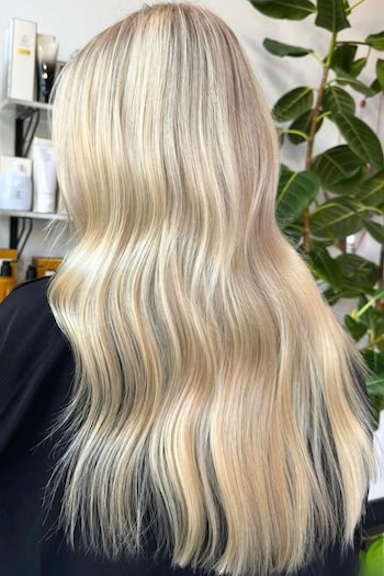 Warm Buttercream Blonde Hair Color