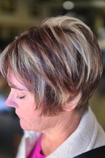 Layered Pixie Bob with Multi-Tonal Hair Color Haircut