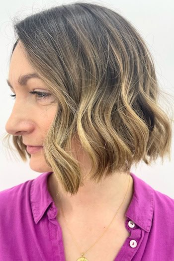 Wavy Blunt Bob with Highlights Haircut