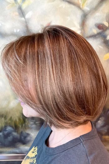Rounded Brown Bob with Highlights Haircut