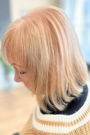 Long Blonde Bob with Bangs Haircut