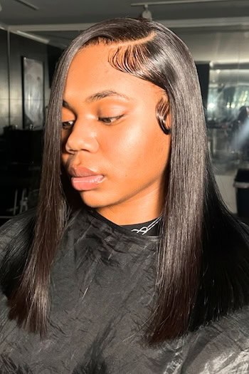 Straight Long Bob with Side Part Hairstyle