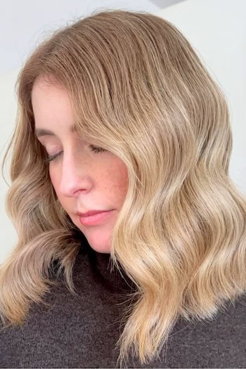 Beachy Blonde Wavy Long Bob Hairstyle