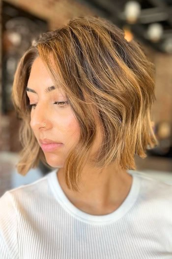 Short Wavy Blunt Bob Haircut