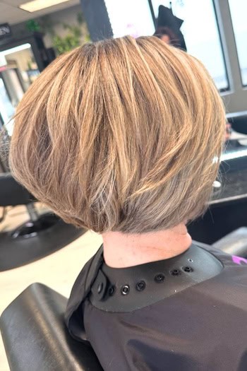 Stacked Layered Bob With Soft Highlights Hairstyle