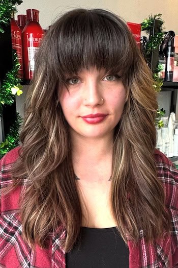 Long Layers with Full Bangs Haircut