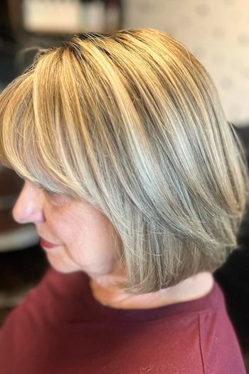Smooth Golden Layered Bob Hairstyle