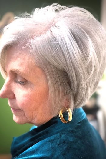Short Layered Silver Bob With Volume Hairstyle