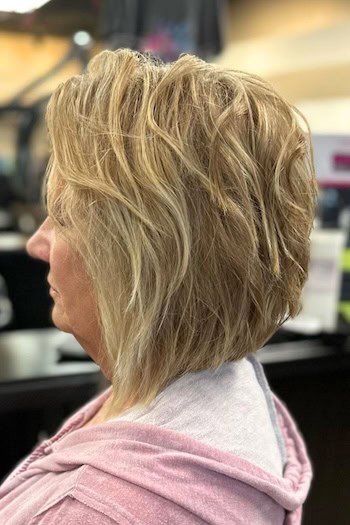 Tousled Layered Angled Bob With Texture Hairstyle