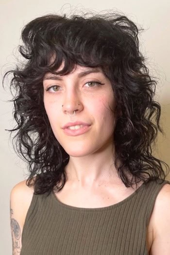 Shoulder-Length Curly Shag Haircut