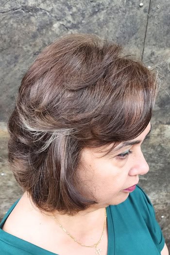 Long Layered Chocolate Brown Bob With Crown Layers Hairstyle