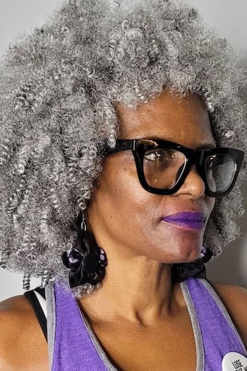 Silver Afro Haircut