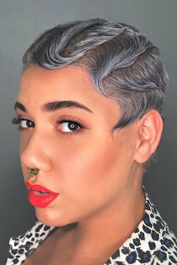 Silver Finger Waves Hair Color and Haircut