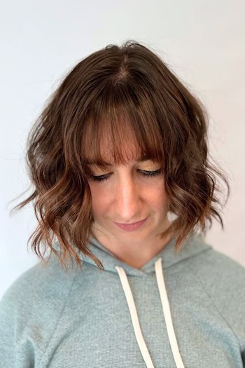 Choppy Wavy Bob With Bangs Hairstyle