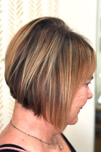 Chin-Length Stacked Bob With Highlights Hairstyle