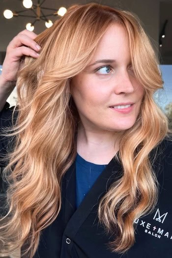 Golden Blonde With Strawberry Streaks Hair Color