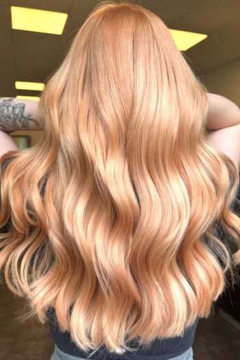 Soft Peachy Strawberry Blonde Hair Color