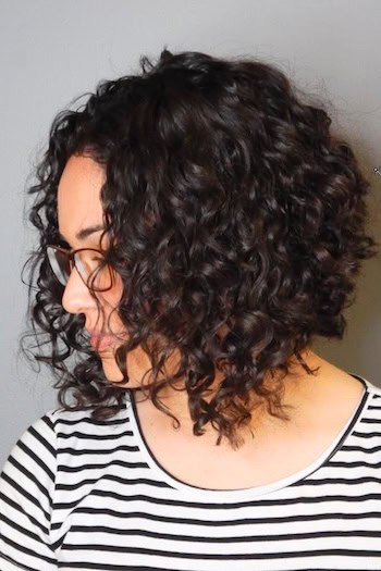 Curly Angled Bob Haircut