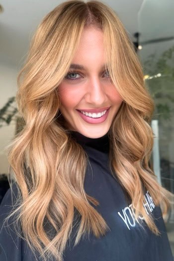 Warm Caramel Strawberry Blonde Hair Color