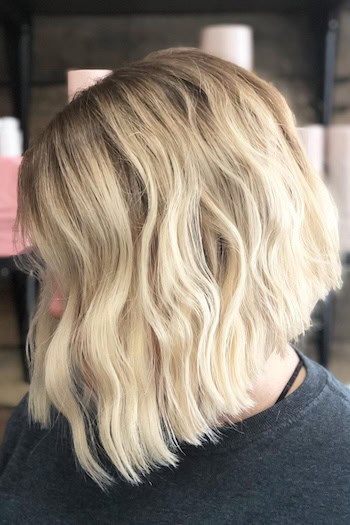 Blunt Wavy Angled Bob Haircut