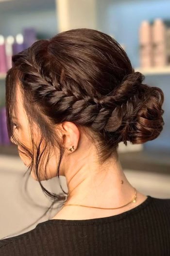 Braided Low Bun Updo Hairstyle