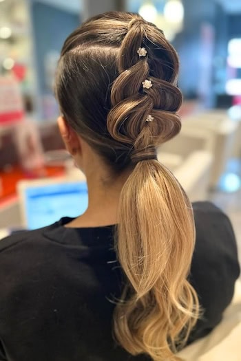 Festive Ponytail With Hair Accessories Hairstyle