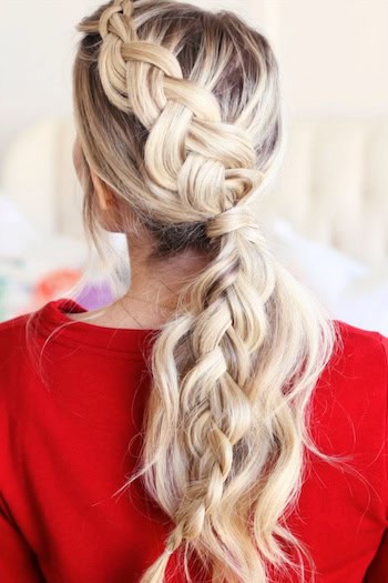 Festive Dutch Braid Ponytail Hairstyle