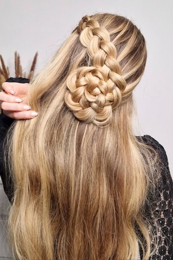 Half-Up Braided Bun Hairstyle