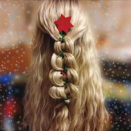 Christmas Tree Pull Through Braid Hairstyle