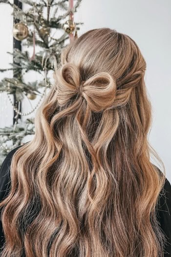 Half-Up Hairstyle With Hair Bow Hairstyle