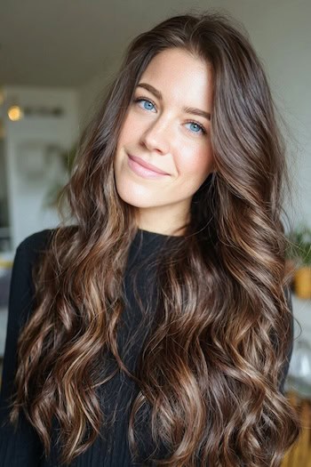 Dark Chocolate with Caramel Balayage Hair Color