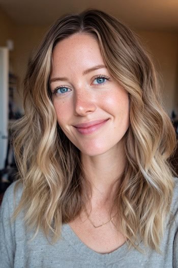 Soft Beige Blonde Balayage Hair Color