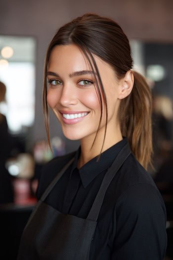 Low Ponytail With Middle Part Hairstyle