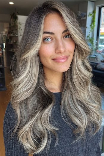 Bright Ash Blonde Balayage Hair Color