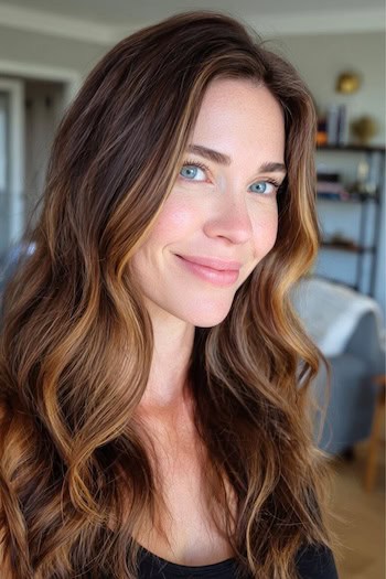 Caramel Balayage on Brown Hair Color