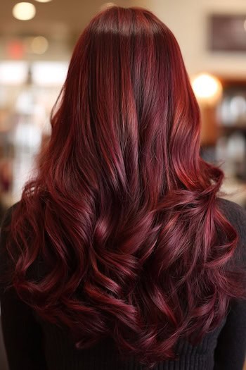  Long Cherry Red Waves