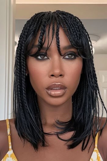 Braided Bangs Medium-Length Hairstyle