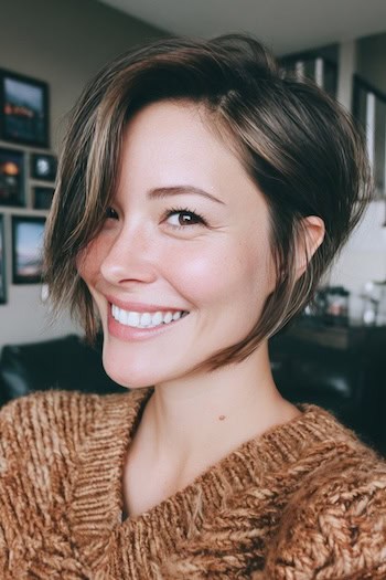 Side-Parted Bixie Haircut