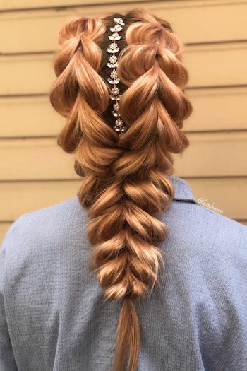 Pull-Through Braids with Hair Accessory Hairstyle