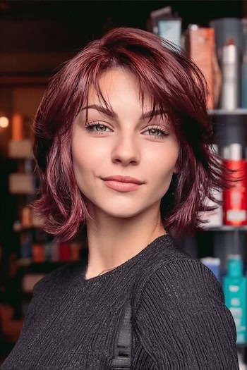 Brilliant Cherry Red Layered Bob